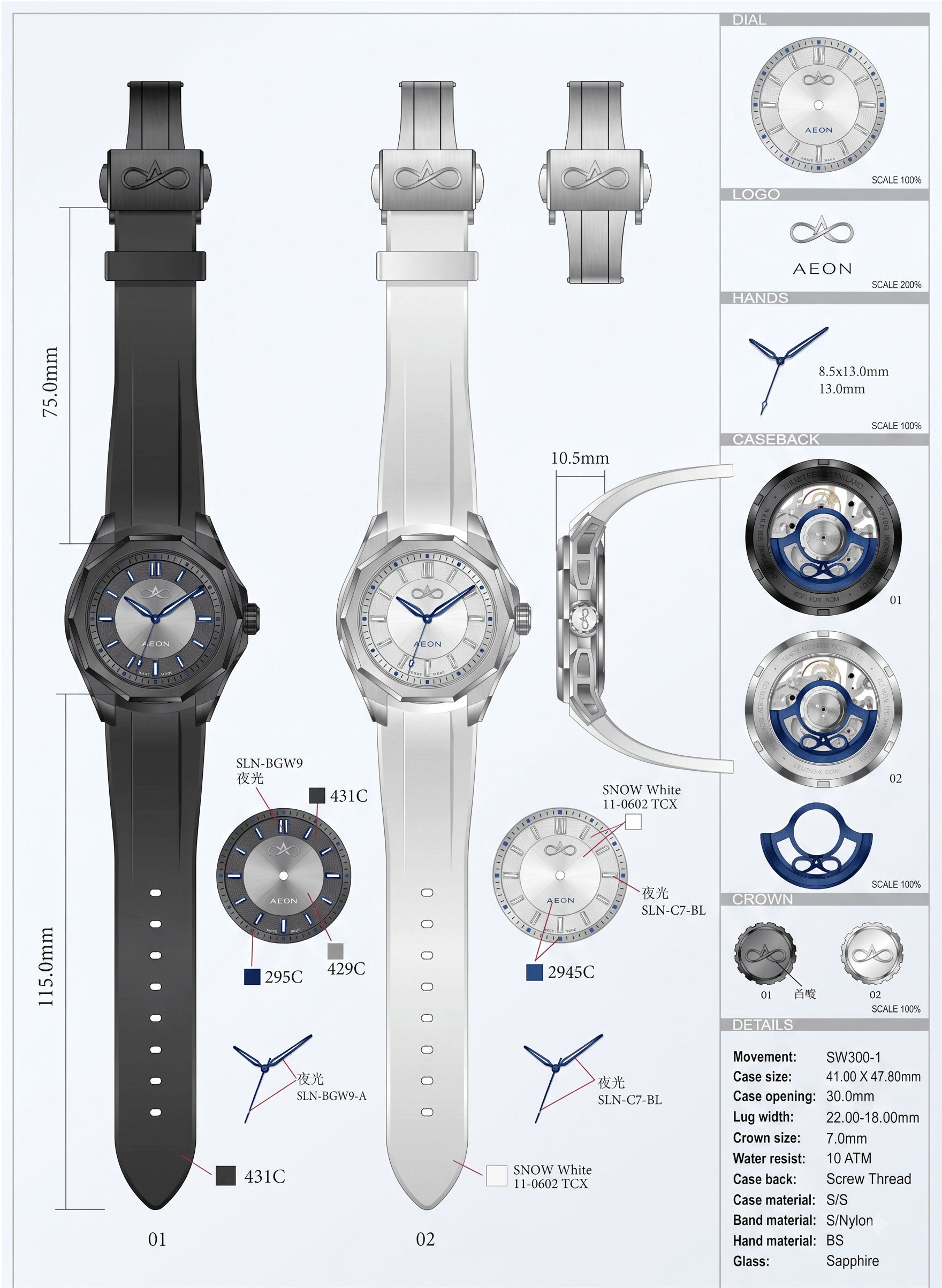 Ficha técnica original do calibre e da caixa — 001 Monaco